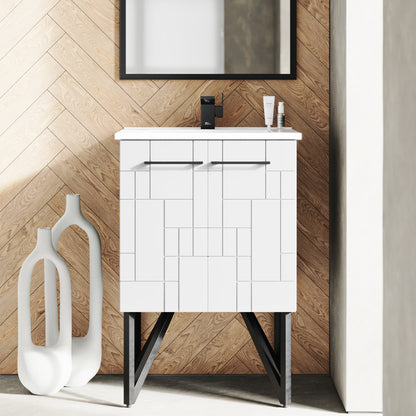 Annecy 24" Freestanding Bathroom Vanity in Mondrian White with Sink Top