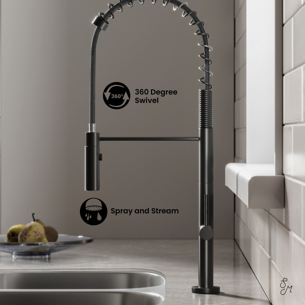 Chalet Single Handle, Pull-Down Kitchen Faucet in Matte Black