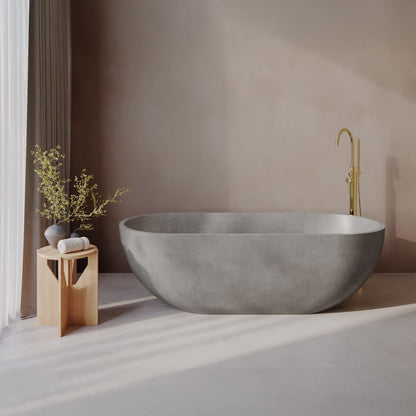 Claire 60" Freestanding Concrete Bathtub in Gray, Drain Included