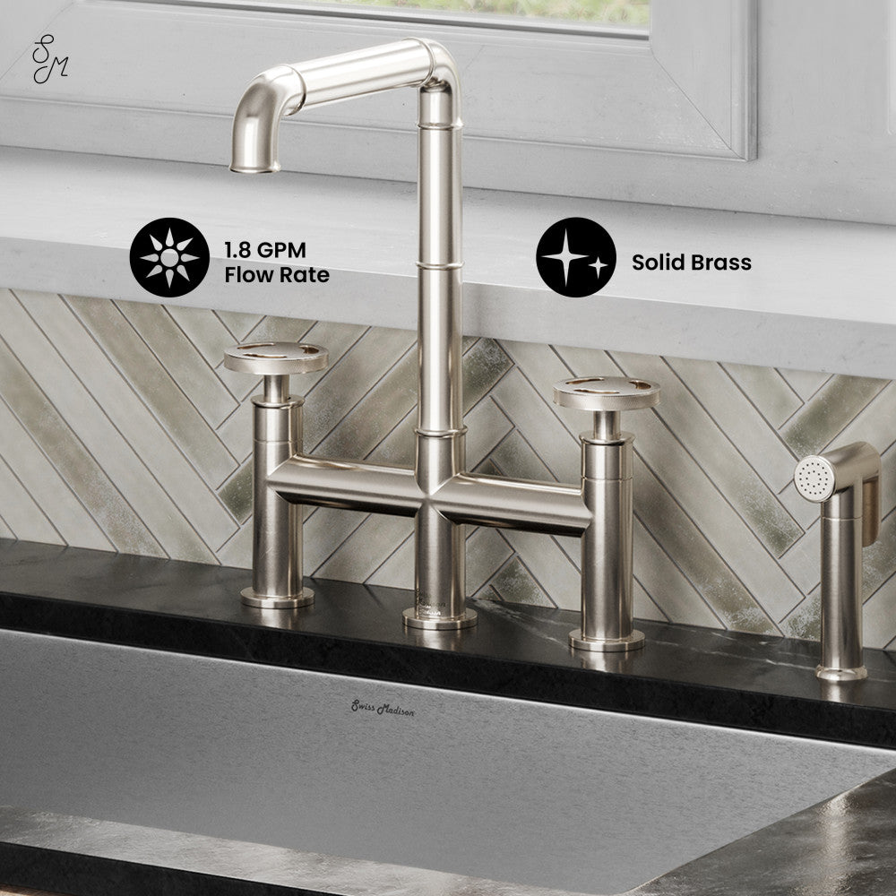 Avallon Pro Widespread Kitchen Faucet with Side Sprayer in Brushed Nickel