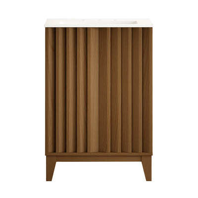 Troyes 24" Freestanding Bathroom Vanity in Brown Oak with 3-Hole Widespread Sink Top