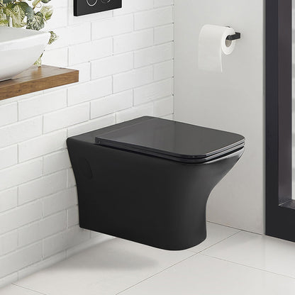 Carre Wall-Hung Elongated Toilet Bowl in Matte Black