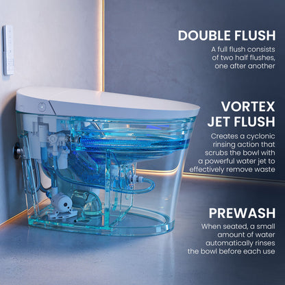Viro V20 Smart Toilet 12” Rough-in ADA Height in Glossy White with Foam Shield, Integrated Tank, Auto Open/Close, Foot Sensor
