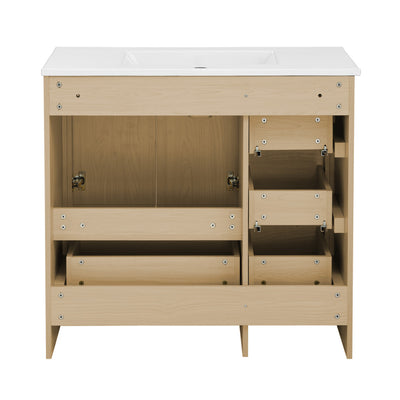 Virage 36" Freestanding Bathroom Vanity in Natural Oak with Sink Top