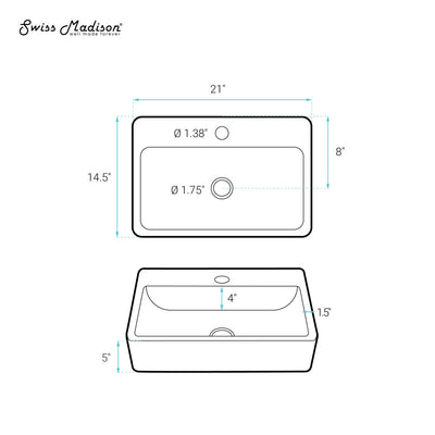 Claire 20 Rectangle Ceramic Vessel Sink