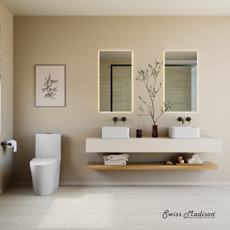 St. Tropez One-Piece 14" Rough-in 1.1/1.6 GPF Dual Top Vortex Flush Elongated Toilet in Matte White