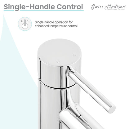 Single-handle bathroom faucet in chrome, Ivy collection, sleek cylindrical design with lever handle.