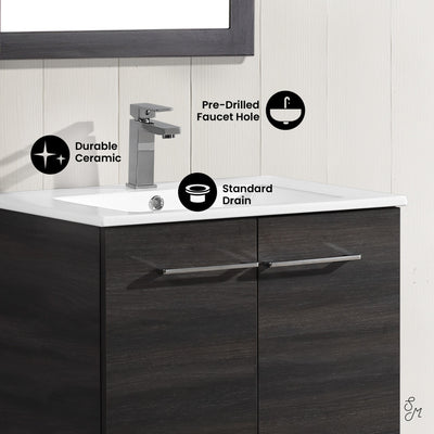 Annecy 24" Freestanding Bathroom Vanity in Black Walnut with Sink Top