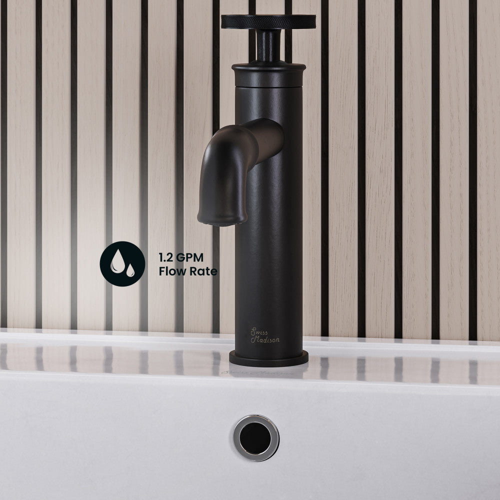 Avallon Single Hole, Single-Handle Wheel, Bathroom Faucet in Matte Black