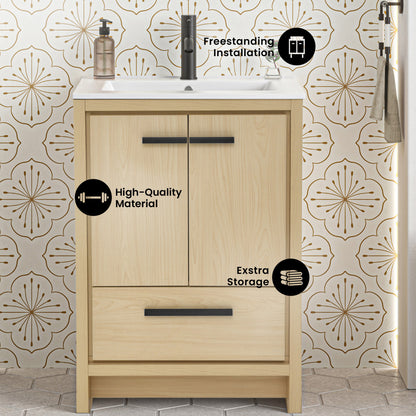 Virage 24 Freestanding, Bathroom Vanity in Natural Oak