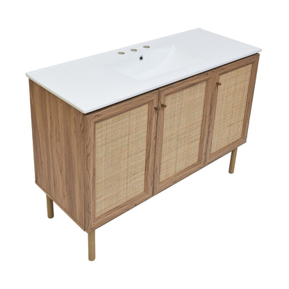 Classe 48" Freestanding Bathroom Vanity in Golden Oak with 3-Hole Widespread Sink Top