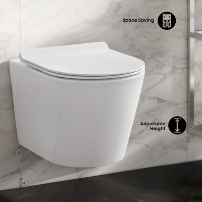Calice Wall-Hung Toilet Bundle 0.8/1.6 GPF Dual Flush in Glossy White with Flush Plate