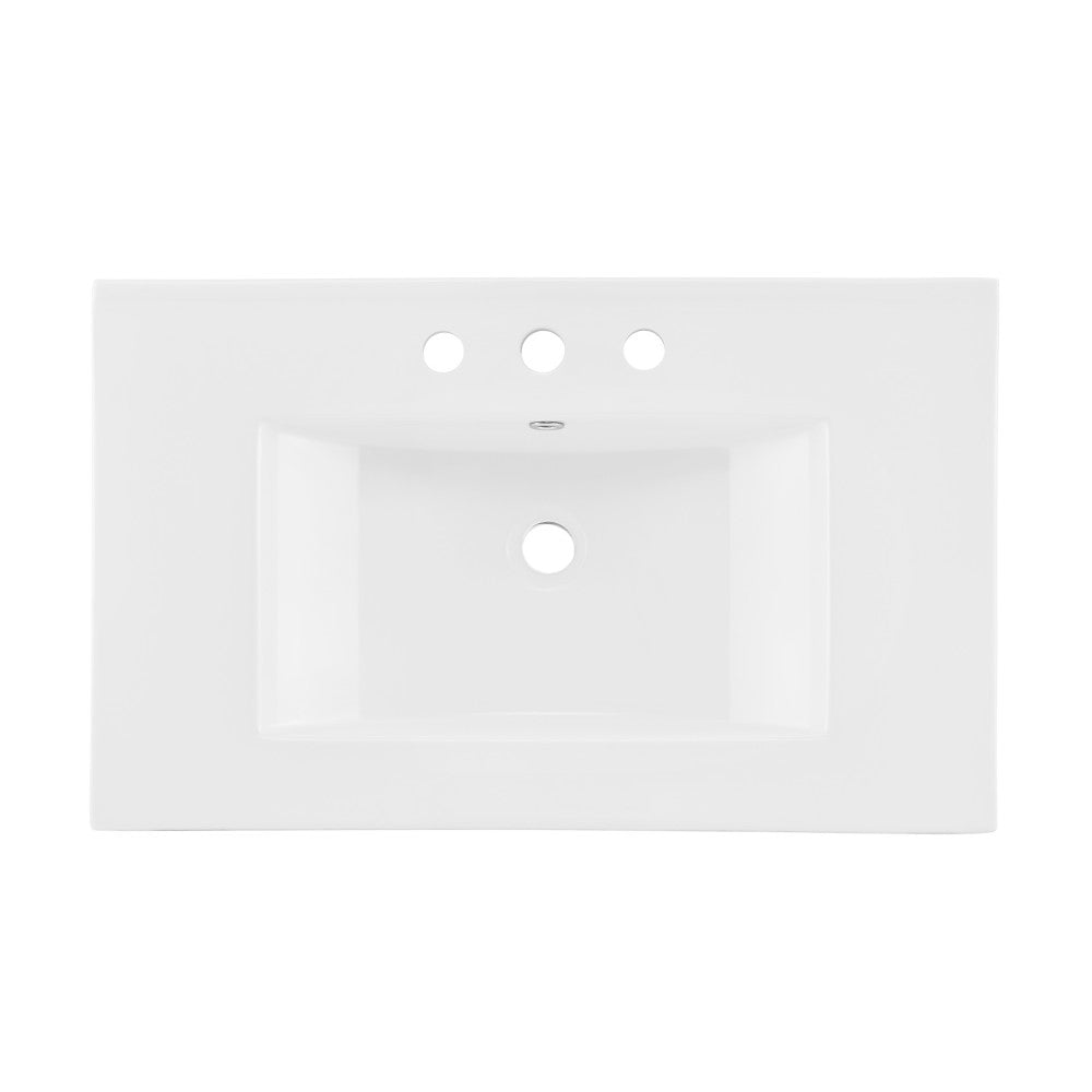30" 3-Hole Centerset Vanity Sink Top in Glossy White