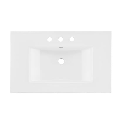 30" 3-Hole Centerset Vanity Sink Top in Glossy White
