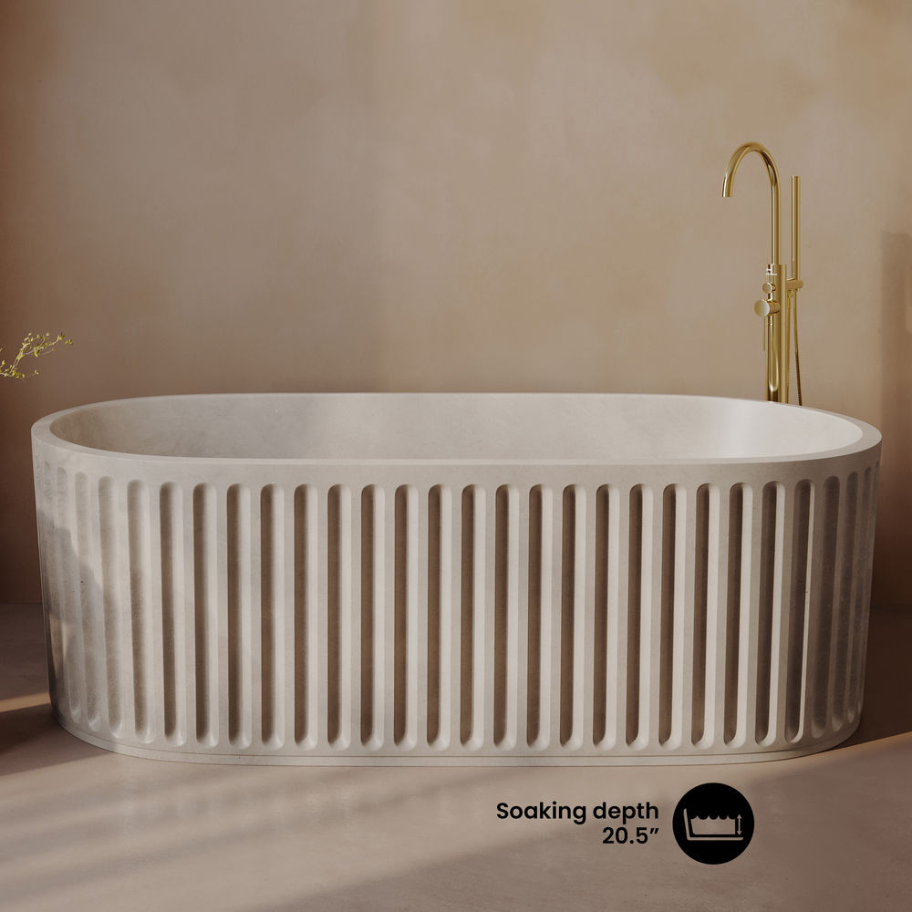 Delice 67" Freestanding Concrete Bathtub in Sand, Drain Included