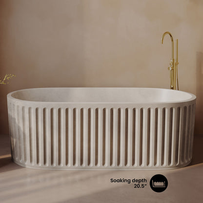 Delice 67" Freestanding Concrete Bathtub in Sand, Drain Included