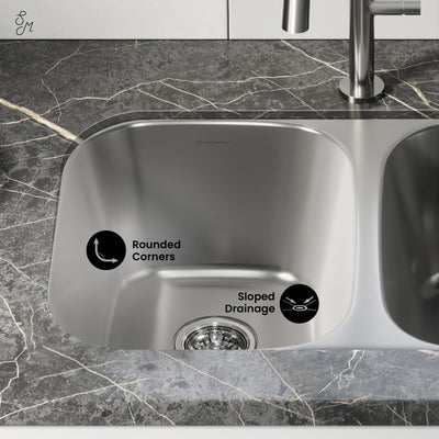 Toulouse 32 x 19 Low Divide Stainless Steel, Dual Basin, Under-Mount Kitchen Sink