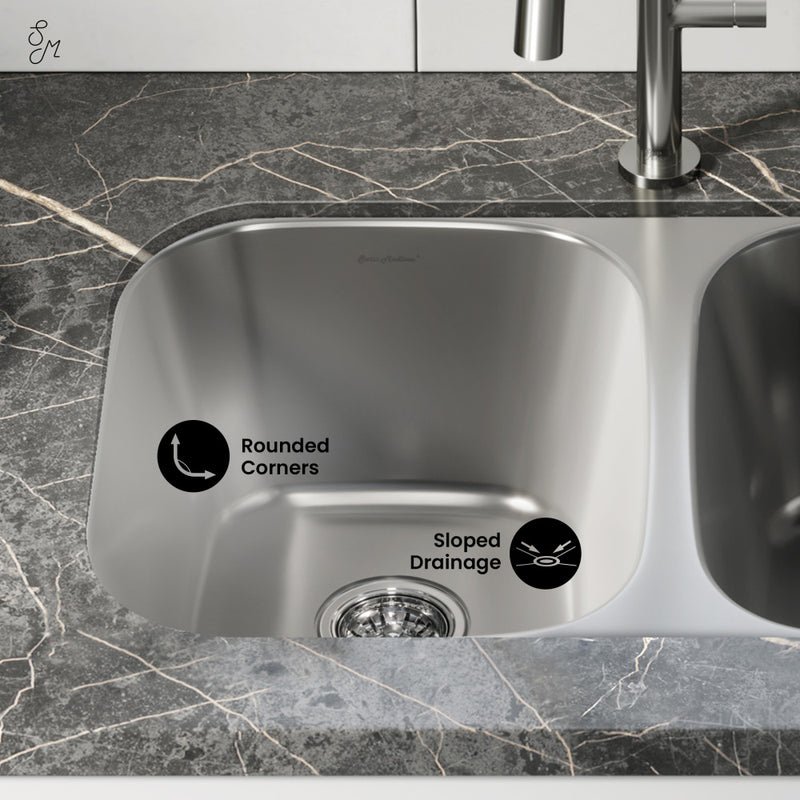Toulouse 32 x 19 Low Divide Stainless Steel, Dual Basin, Under-Mount Kitchen Sink