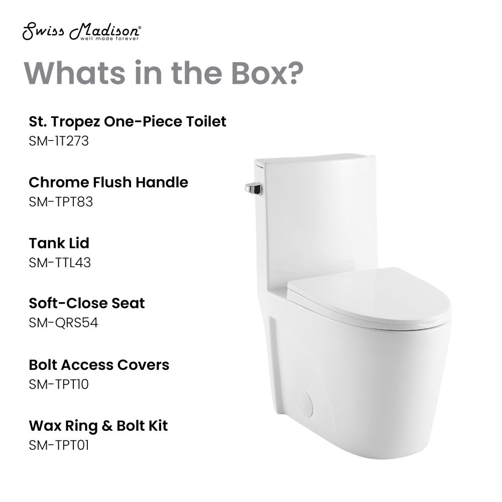 St. Tropez One-Piece 10" Rough-in 1.28 GPF Left Flush Elongated Toilet in Glossy White (6 - Pack)
