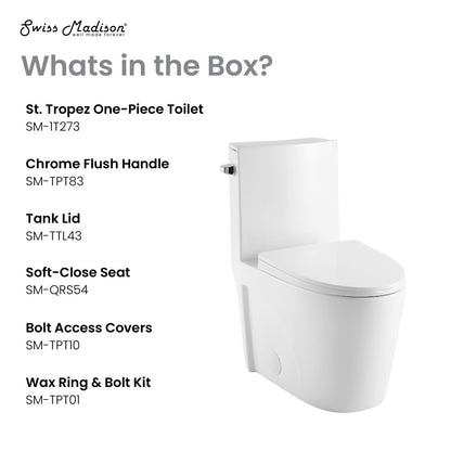 St. Tropez One-Piece 10" Rough-in 1.28 GPF Left Flush Elongated Toilet in Glossy White (6 - Pack)