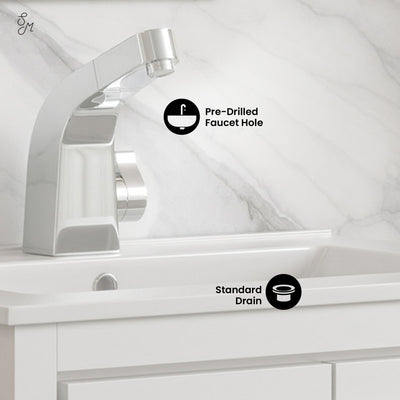 Virage 24" Freestanding Bathroom Vanity in White with Sink Top