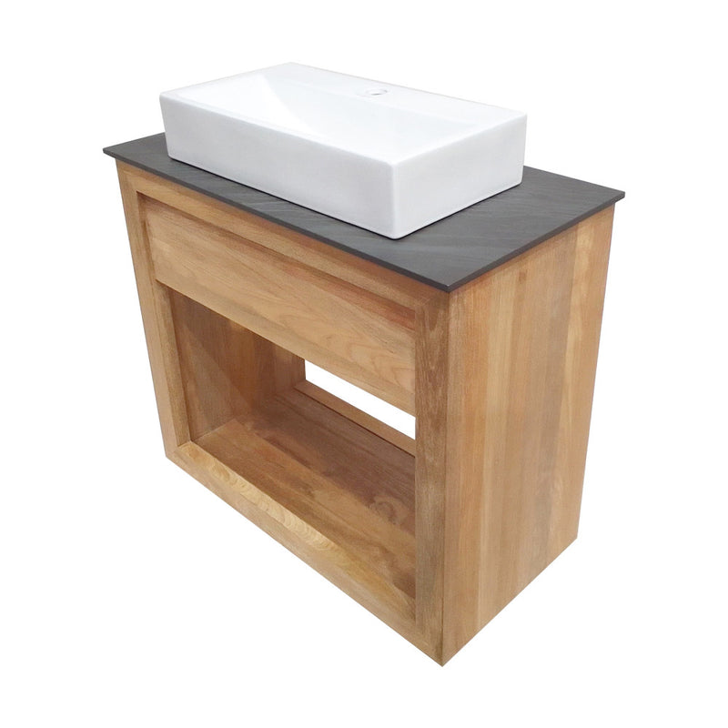 Rennes 36" Freestanding Bathroom Vanity in Natural Teak with Sink Top