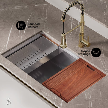 Rivage 32 x 19 Single Basin Undermount Kitchen Workstation Sink