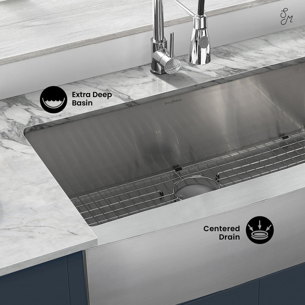 Rivage 36 x 21 Stainless Steel, Single Basin, Farmhouse Kitchen Sink with Apron