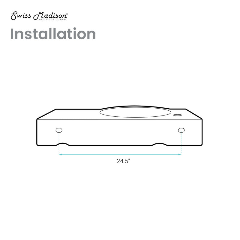 Chateau 30" Left Side Faucet Wall-Mount Bathroom Sink in Matte Black