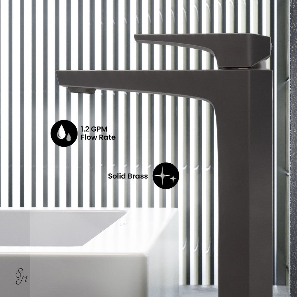 Voltaire Single Hole, Single-Handle, High Arc Bathroom Faucet in Gunmetal Gray