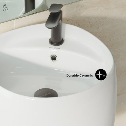 Ivy 18 in. Ceramic Glossy White Wall Mount Sink