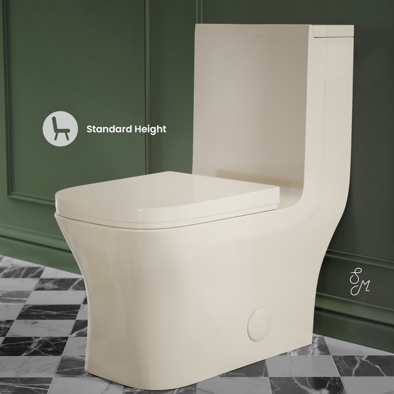 Concorde One Piece Square Toilet Dual Flush 1.1/1.6 gpf in Bisque