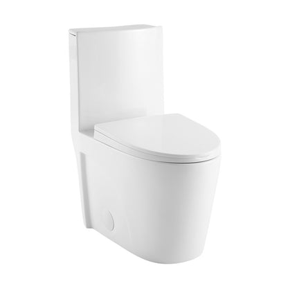 St. Tropez One-Piece 14" Rough-in 1.28 GPF Right-Hand Vortex Flush Elongated Toilet in Glossy White