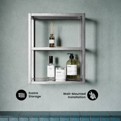 Pierre 16"x20"x10" Wall-Mounted Linen Cabinet in Chrome