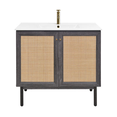 Classe 36" Freestanding Bathroom Vanity in Black Oak with Sink Top