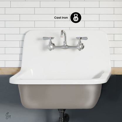 Loire 22" Cast Iron Rectangle Wall-Mounted Sink in Glossy Taupe