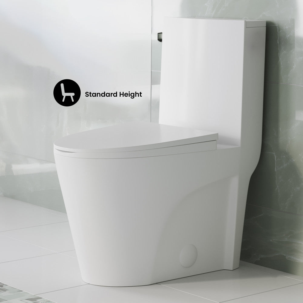 St. Tropez One-Piece 10" Rough-in 1.28 GPF Left Flush Elongated Toilet in Glossy White (6 - Pack)