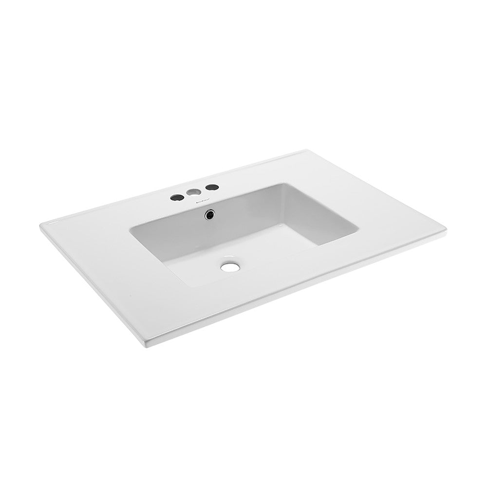 Voltaire 31 Vanity Top Sink with 3 Centerset Faucet Holes