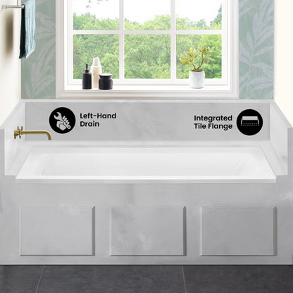 Voltaire 60 x 32 Left Drain Soaking Alcove Bathtub in Glossy White with Integrated Overflow, Drain Included