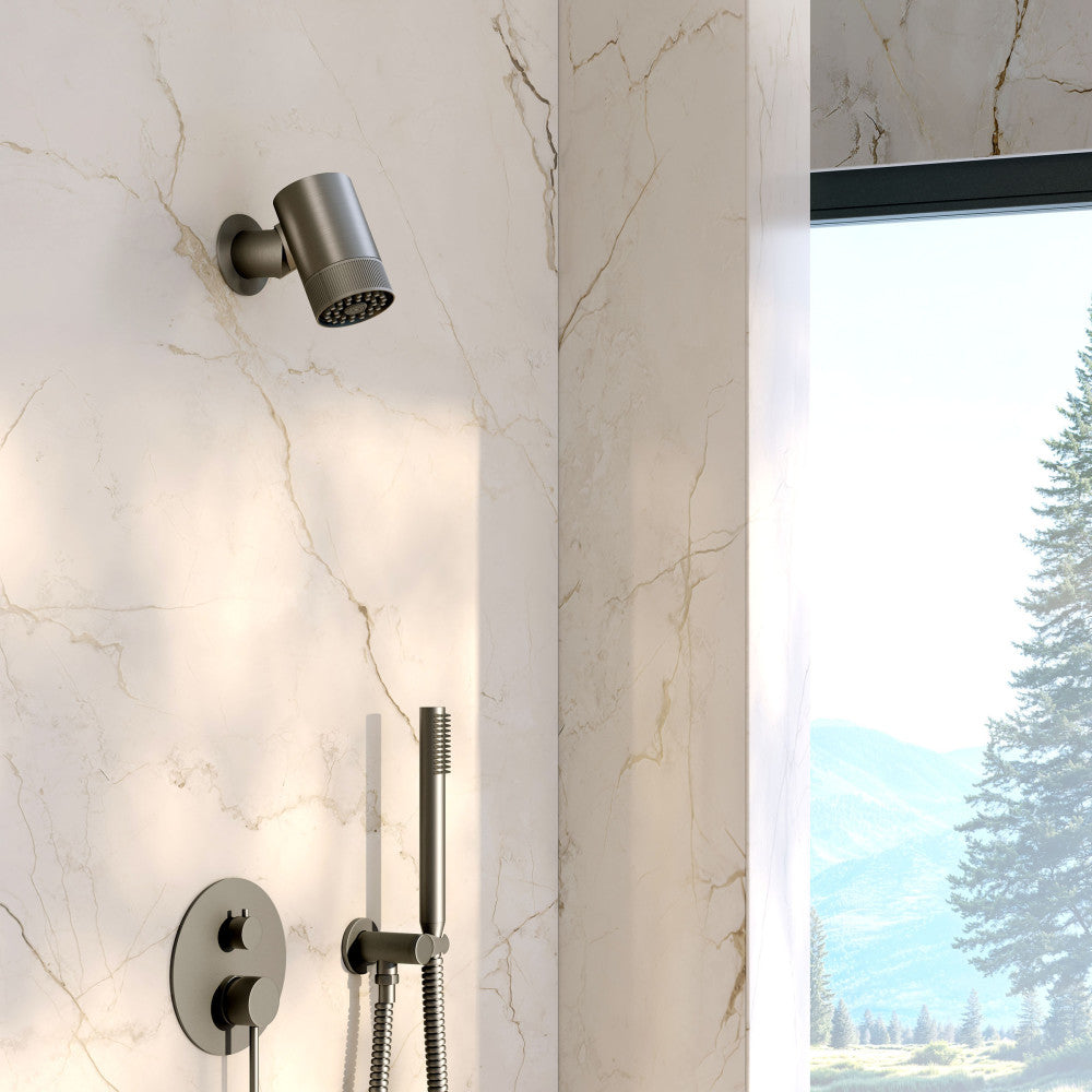 Lumiere 2-Spray Patterns 2.5 GPM Wall Mount Fixed Shower Head in Brushed Nickel