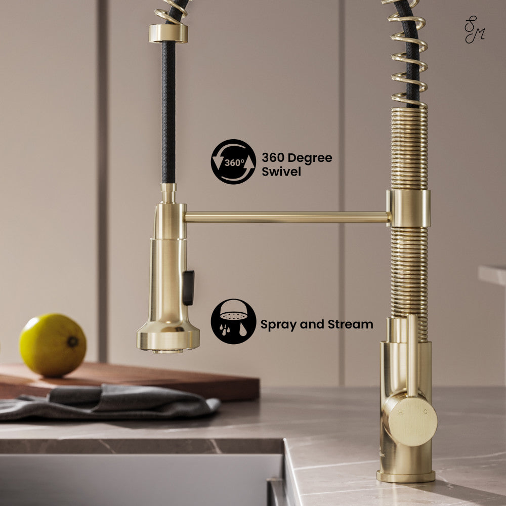 Nouvet Single Handle, Pull-Down Kitchen Faucet in Brushed Gold