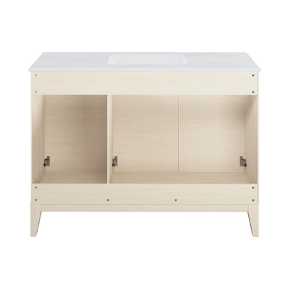 Cascade 48" Freestanding Bathroom Vanity in White Oak with Sink Top