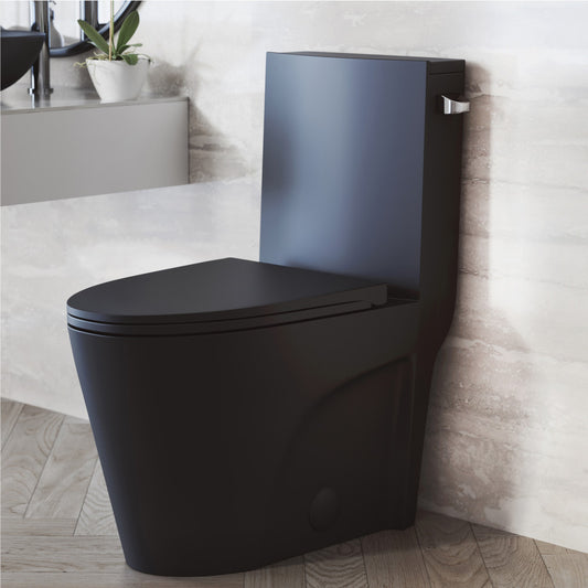 St. Tropez One-Piece 10" Rough-in 1.28 GPF Right-Hand Vortex Flush Elongated Toilet in Matte Black