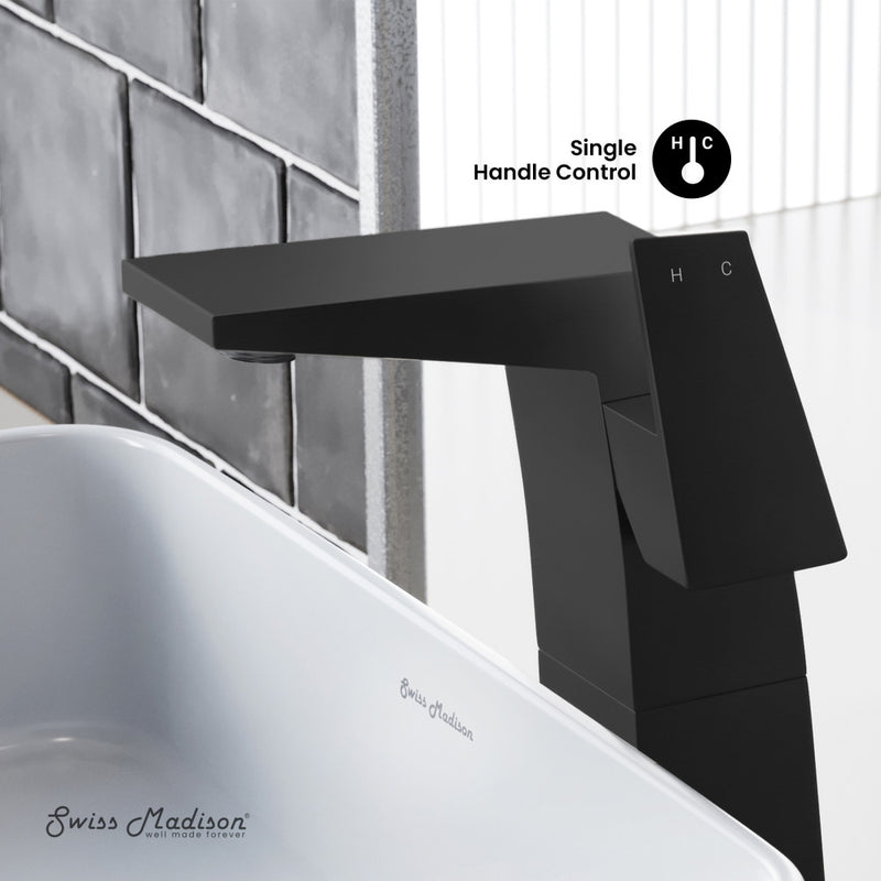 Carre Single Hole, Single-Handle, High Arc Bathroom Faucet in Matte Black