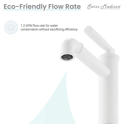 Single-handle bathroom faucet in matte white with sleek high arc spout and minimalist design.