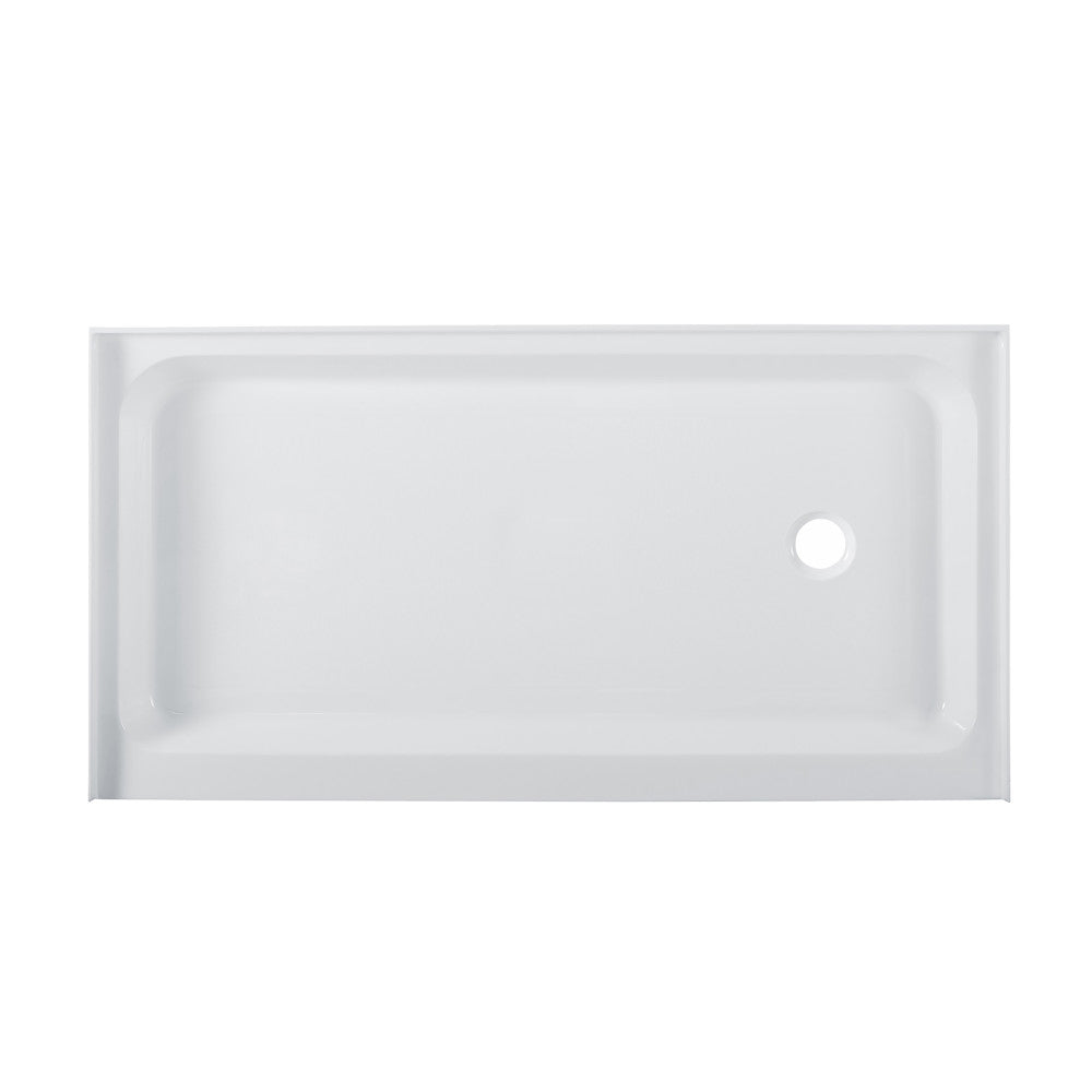 Voltaire 60" x 32" Acrylic White, Single-Threshold, Right-Hand Drain, Shower Base