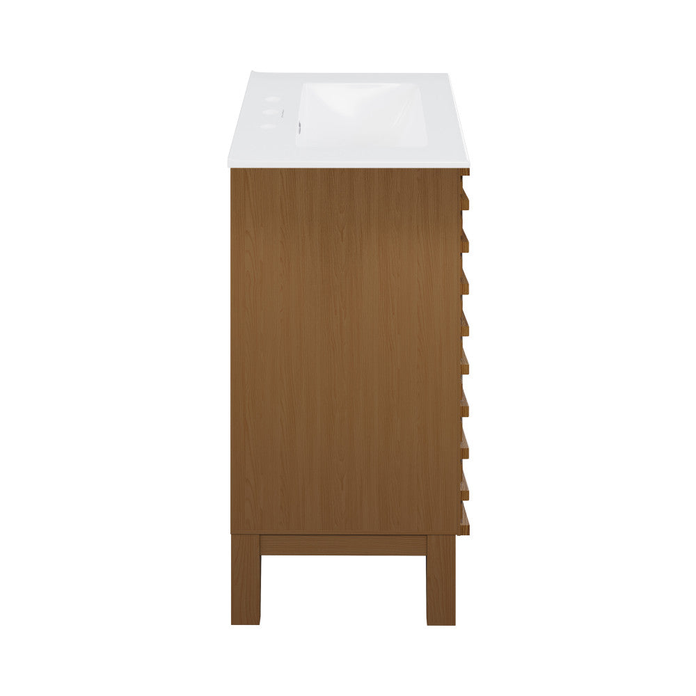 Cascade 30" Freestanding Bathroom Vanity in Brown Oak with 3-Hole Widespread Sink Top