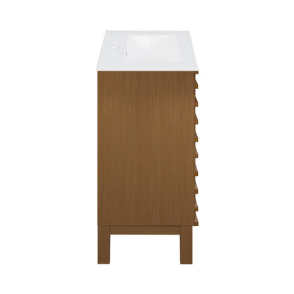 Cascade 30" Freestanding Bathroom Vanity in Brown Oak with 3-Hole Widespread Sink Top