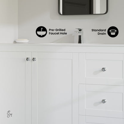 Cannes 48 Single, Two Doors, Three Drawers, Bathroom Vanity