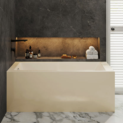 Voltaire 60 x 32 Left Drain Soaking Alcove Corner Apron Bathtub in Glossy Bisque